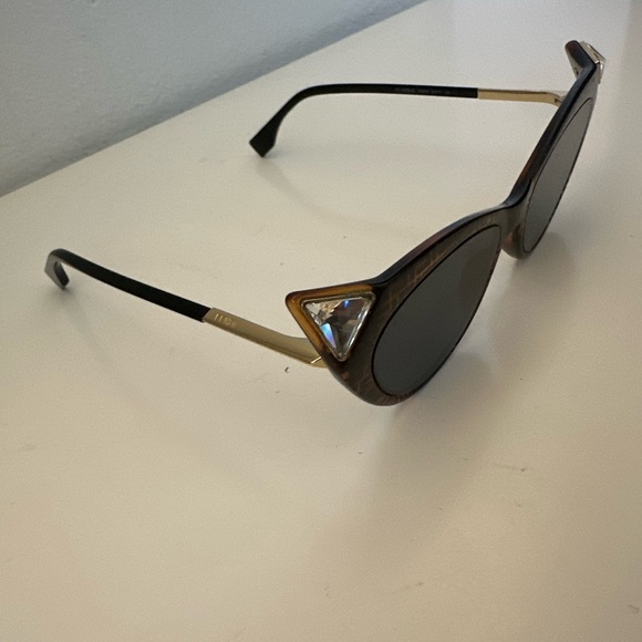 Fendi Brown Cat-Eye Sunglasses with Crystal Accents main image 4